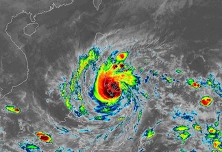 A imagem mostra o fenômeno climático que ocorreu nas Filipinas, um super tufão A imagem mostra o fenômeno climático que ocorreu nas Filipinas, um super tufão