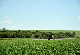 Foto de aplicação de agrotóxicos em lavoura. Foto de aplicação de agrotóxicos em lavoura.