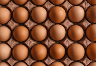 A foto mostra uma cartela com ovos marrons