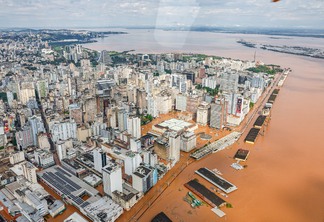 Foto de Sobrevoo das áreas afetadas pelas chuvas em Canoas.