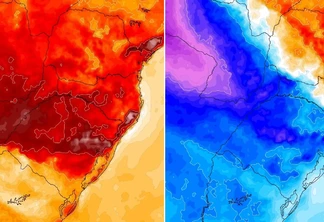 O Rio Grande do Sul esteve neste domingo sob a influência de uma massa de ar muito quente que se reforçou muito por condição pré-frontal, ou seja, pela aproximação de uma frente fria | Gráfico: MetSul/Divulgação O Rio Grande do Sul esteve neste domingo sob a influência de uma massa de ar muito quente que se reforçou muito por condição pré-frontal, ou seja, pela aproximação de uma frente fria | Gráfico: MetSul/Divulgação