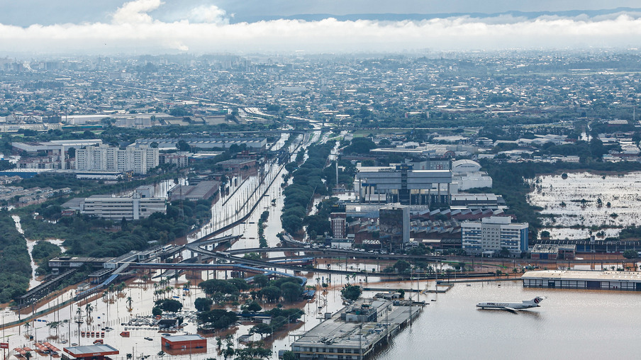 Foto em sobrevoo sobre áreas alagadas em Canoas-RS. Foto em sobrevoo sobre áreas alagadas em Canoas-RS.