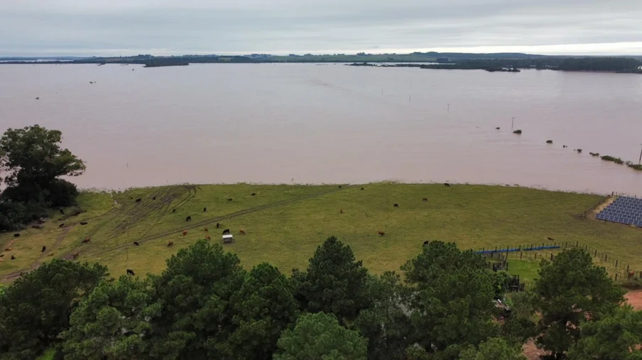 Foto de área agrícola submersa. Foto de área agrícola submersa.