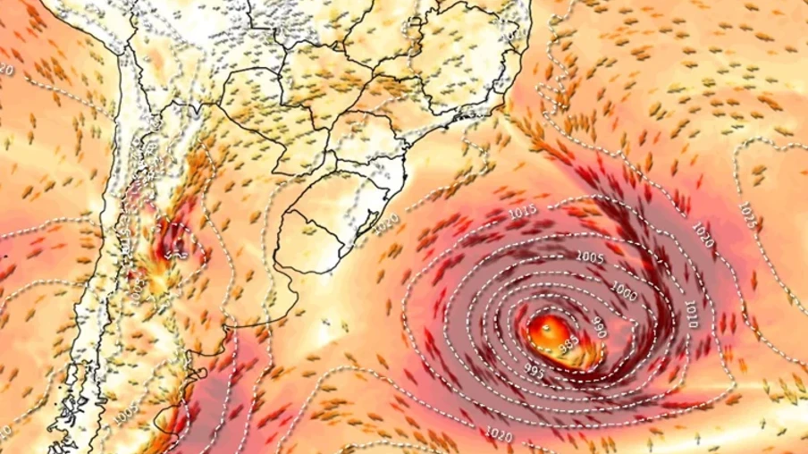 Gráfico que mostra o ciclone extratropical. Gráfico que mostra o ciclone extratropical.