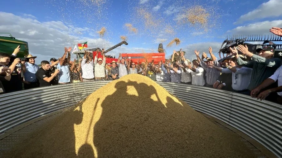 O ato simbólico encerrou a 36ª Abertura Oficial da Colheita do Arroz e Grãos | Foto: Cassiane Osório/ Ascom Seapi O ato simbólico encerrou a 36ª Abertura Oficial da Colheita do Arroz e Grãos | Foto: Cassiane Osório/ Ascom Seapi