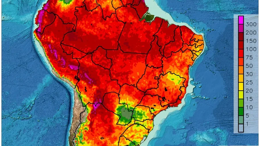 No Sul do Brasil, a chuva seguirá irregular com pancadas isoladas e temporais passageiros associados ao calor hoje e amanhã | Foto: Metsul/Divulgação No Sul do Brasil, a chuva seguirá irregular com pancadas isoladas e temporais passageiros associados ao calor hoje e amanhã | Foto: Metsul/Divulgação